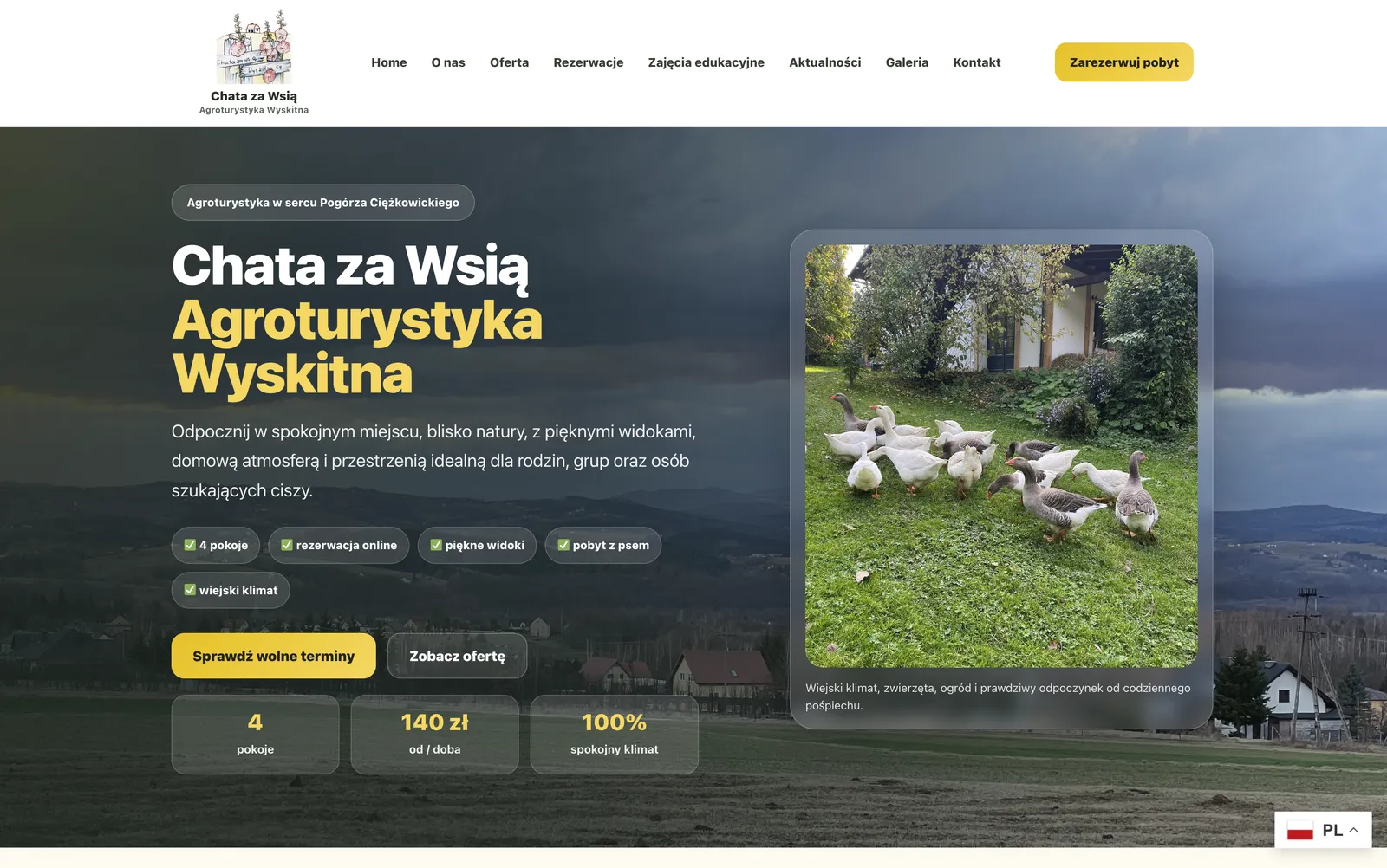Agroturystyka Wyskitna — realizacja strony internetowej