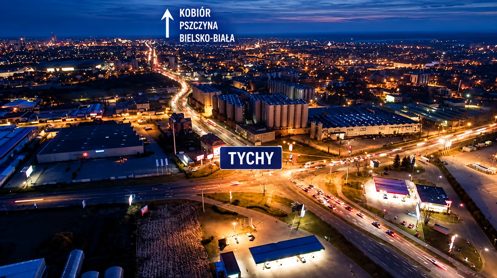 Wizualizacja lokalnego obszaru działania na przykładzie Tychów oraz kierunku Kobiór, Pszczyna i Bielsko-Biała