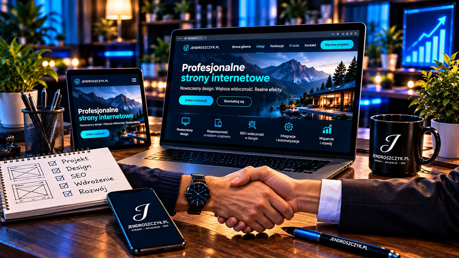 Proces współpracy przy tworzeniu strony internetowej od rozmowy i projektu przez wdrożenie po dalszy rozwój