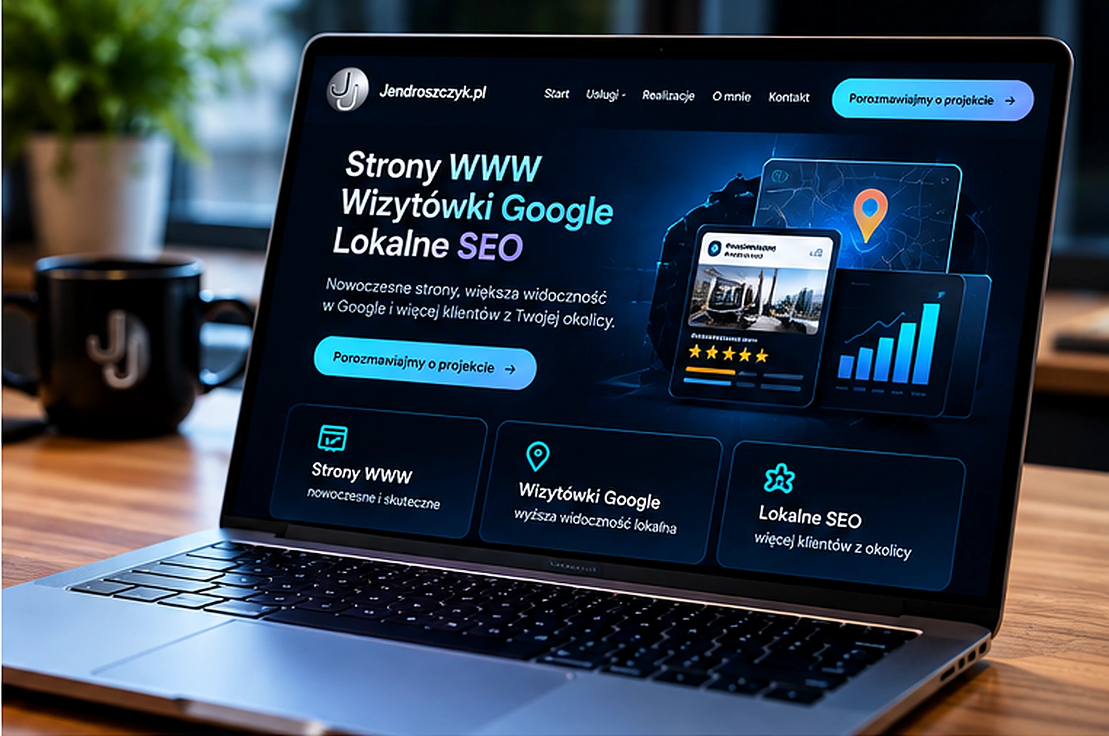 Oferta Jendroszczyk.pl prezentowana na laptopie